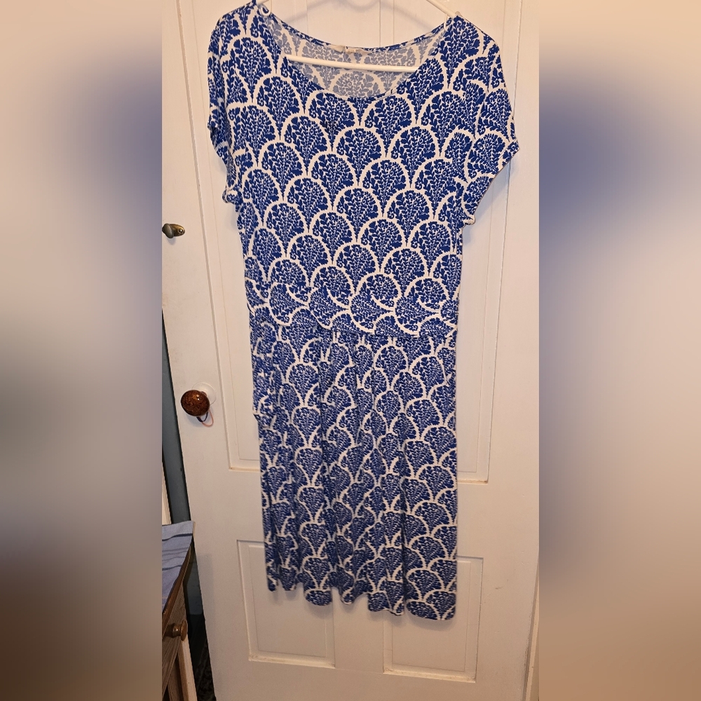 Boden Amelie Jersey Bright Blue Dress